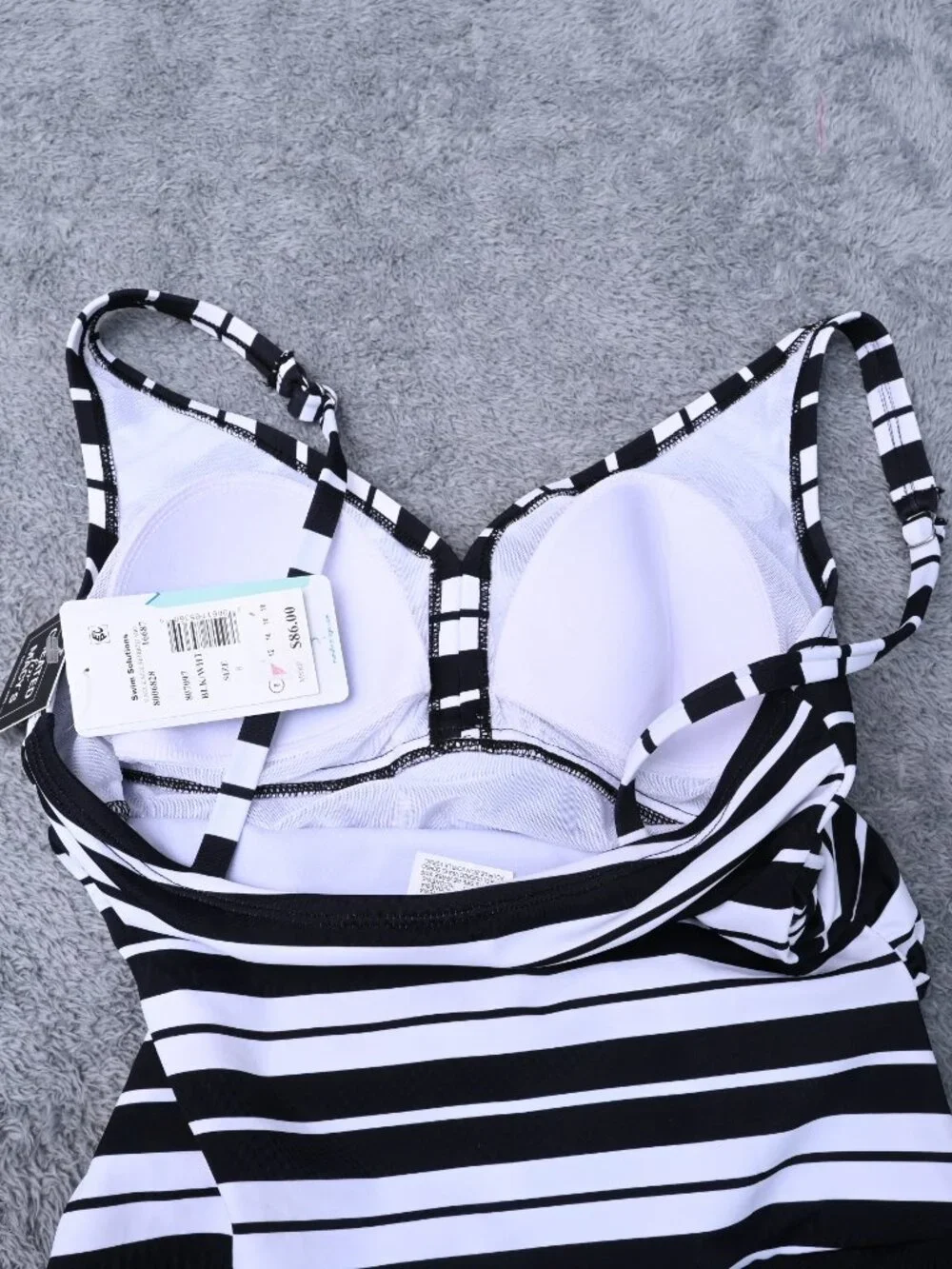 Swim Solutions Striped Tummy-Control Bust Support Swimsuit Women's Size 8 $86 - Picture 7 of 14